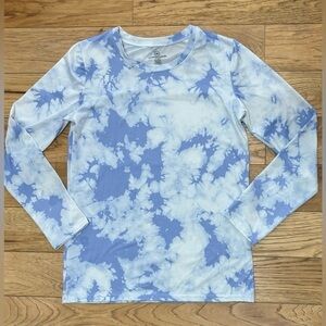 Real Essentials Blue Tie-Dye Long Sleeve Sri-Fit Athletic Shirt Girls Size Large